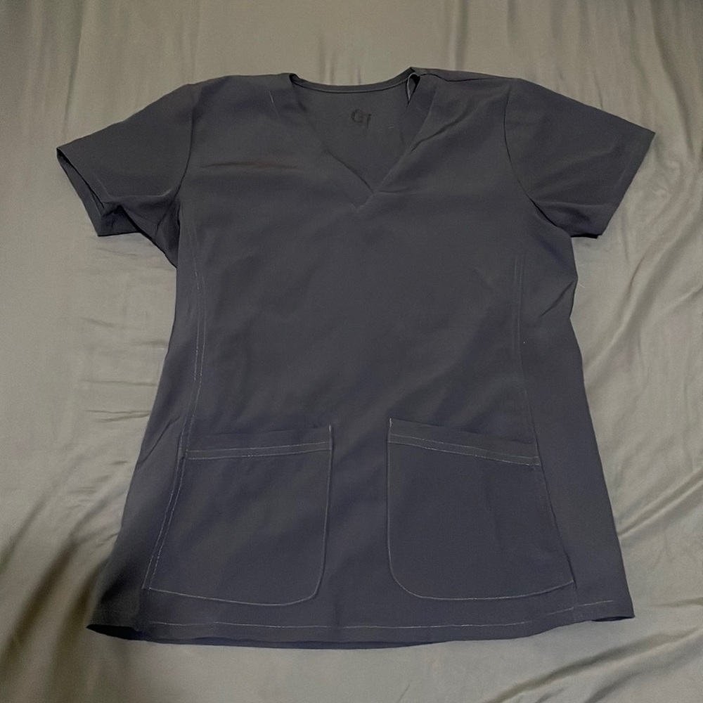 Gray Scrub Top in Small